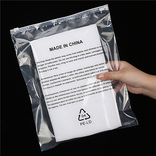 Custom Transparent Polybag Packaging Clear Plastic Ziplock Poly Bag With Suffocation Warning