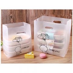 Custom Two Cups Die Cut Handle Plastic Takeaway Bag Plastic Beverage Carry Out Bags For Coffee Drink Pouch