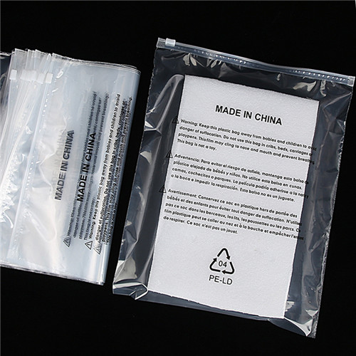 Custom Suffocation Warning Zip Lock Plastic Bag With Zipper Bags Plastic For Clothing Bags