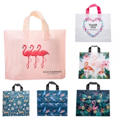 Custom Wholesale Retail Reusable Pretty Poly Tote Clothes Black Carrier Bag Plastic Soft Loop Handle Shopping Bags For Boutique