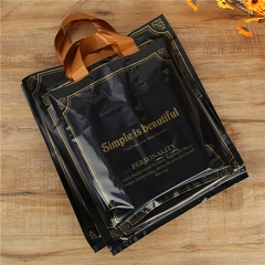 Custom Brand Large Plastic Eco Friendly Carry Handle Waterproof Bag Customized Size Logo Black Plastic Bags In Stock