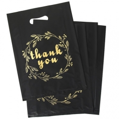 Hot Selling Custom Logo Size Waterproof Fold Shopping Bag Thank You Black Plastic Bags For Shopping