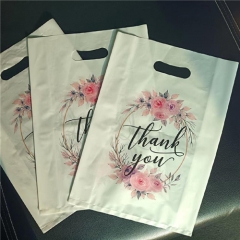 Custom Thank You Merchandise Bags Plastic Die Cut Handles Shopping Bag For Boutique Retail Gift Reusable Plastic Bags