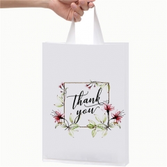 Custom Wholesale Business Thank You Black Plastic Bags 50 Pack With Soft Loop Handle Thank You Shopping Bags For Boutique