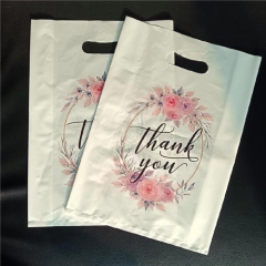Custom Thank You Merchandise Bags Plastic Die Cut Handles Shopping Bag For Boutique Retail Gift Reusable Plastic Bags