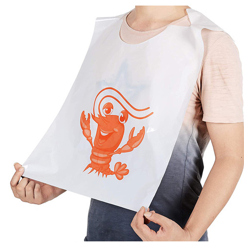 Plastic Bibs Manufacturer Customized Waterproof Plastic Back Bibs Crab Lobster Funny Adult Bibs For Sea Food Restaurant