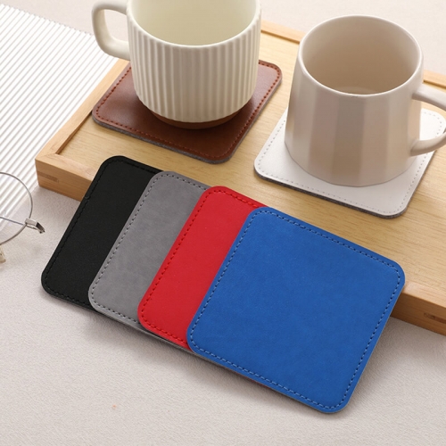 Wholesale Customized Printed Luxury Leather Coffee Coaster Heat Resisting Cup Mat Pu Leather Coaster For Drinks