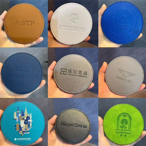 Wholesale Custom Non Slip Coffee Cup Mat Coasters Pu Drink Leather Patches Coasters Faux Leather Coaster For Drinks