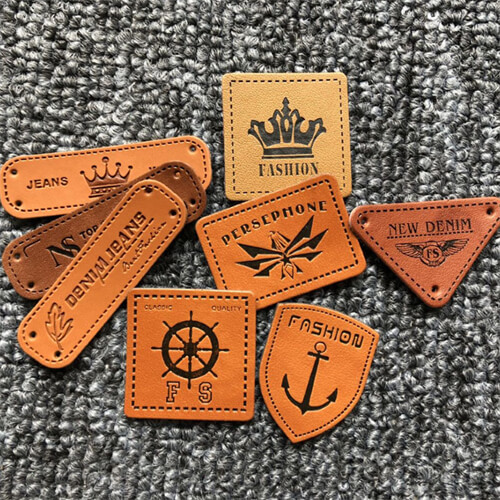 Custom Printed High Quality PU Leather Patch Embossed Leather Clothing Label Garment Leather Patches for Clothing Jeans Hat
