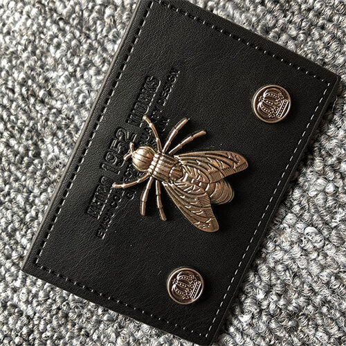 Guangzhou Lefeng Factory Wholesale Custom Embossed Black Leather Labels Patches for Clothing Garments Shoes Bags