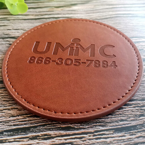 Manufacturer Hot Sale Custom Leather Coffee Cup Mat Patches Pu Leather Coffee Coasters With Printing Logo