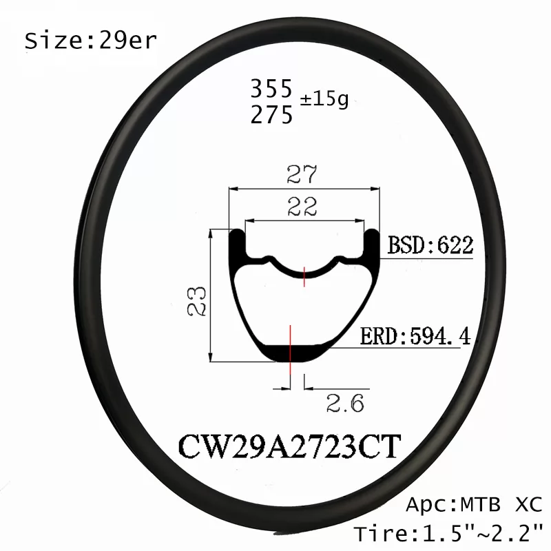 |CW29A2723CT|Nice performance off-set 3mm carbon 29er rims MTB cycle shop mountain bike wheels 27X23mm XC race mtb wheels tubeless hookless