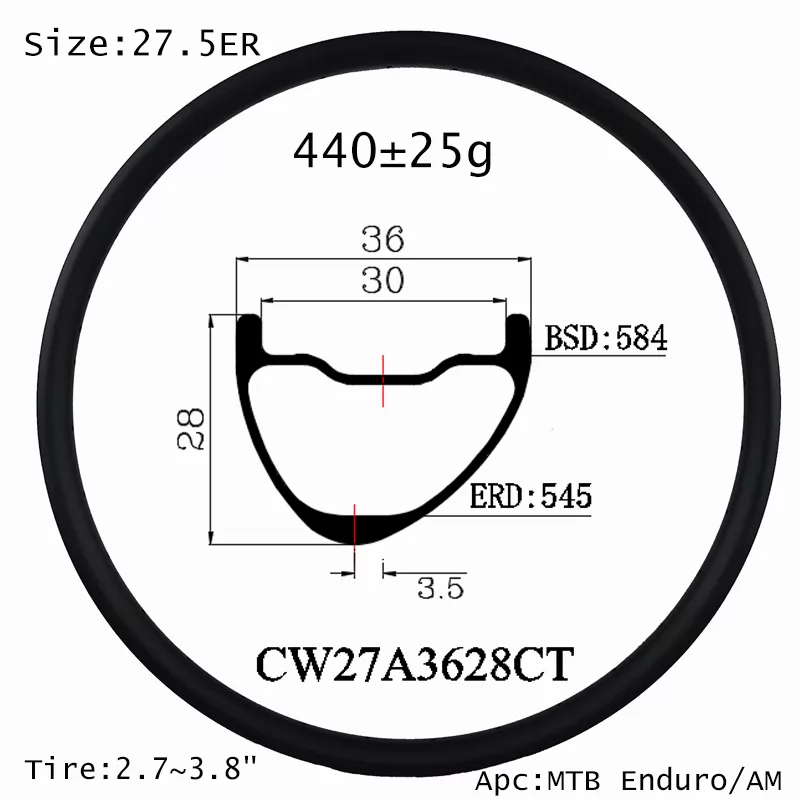 |CW29A3628CT| 27.5er asymmetry mountain bike carbon rim mtb 27 inch clincher tubeless compatible 36mm width 28mm depth