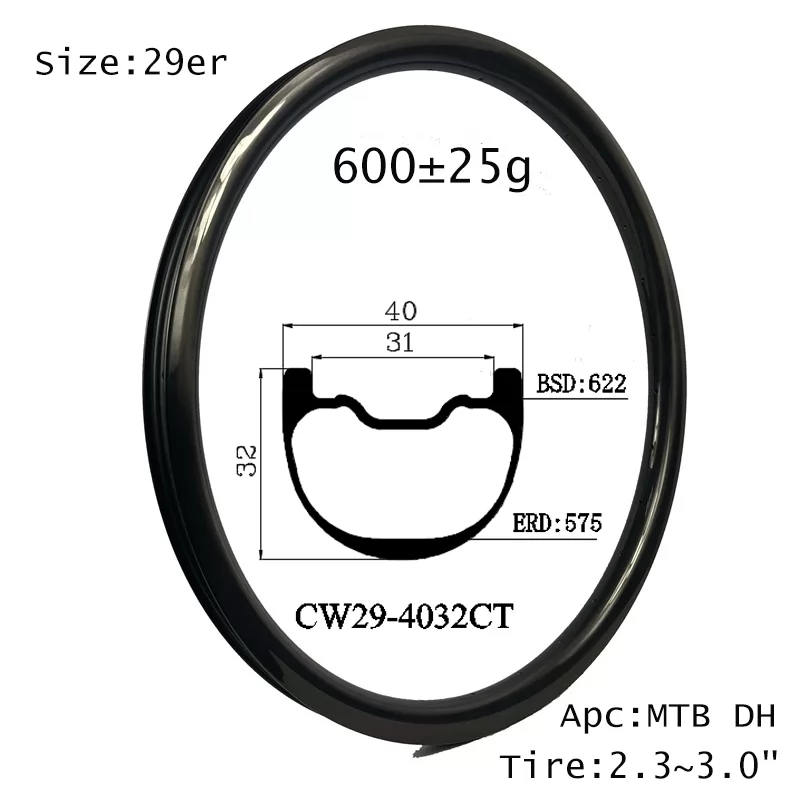 |CW29-4032CT| Special Stronger design 29er mountain bike downhill carbon rim 40mm width 32mm depth cross MTB DH fast way wheels racing cycles