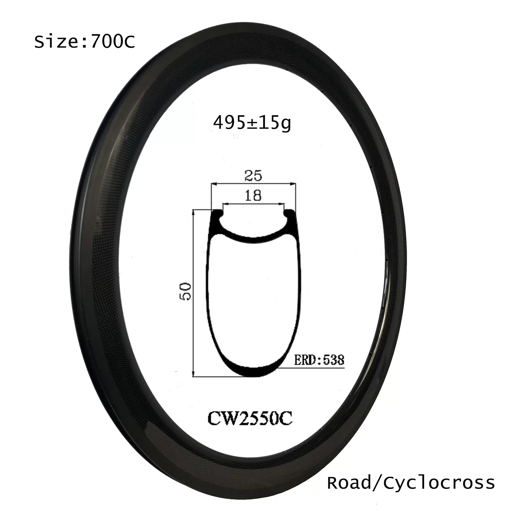 |CW25-50T/C/CT| carbon road bike rims full size tyres option 25mm width 50mm deep tubular/clincher/tubeless tyres rim brake/disc brake available
