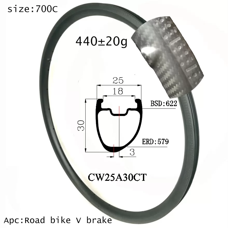 |CW25A30C/CT| Popular sale asymmetry dimpled brake line bike rims road clincher/tubeless tyres V brake supper nice reduce temperature
