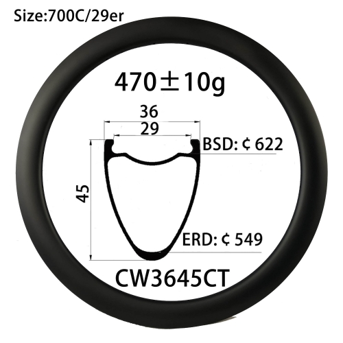 |CW36-45CT| New Arrival Carbon bike rims 470g flyweight 45mm depth 36mm width bicycle wheel disc/V brake both available light cycle parts