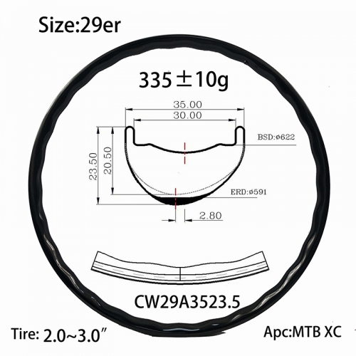 |CW29A3523.5| Carbon rims asymmetry design 29inch width 35mm 23.5mm depth cycle wave 28 holes wheel off set MTB mountain cycle