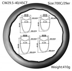 |CW29.54045CT| 700C disc brake carbon rim 45mm depth 24 holes design hooked/Clincher tubeless tires wave new design light bicycle wheels