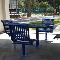 Singapore order a number of outdoor tables and chairs, stainless steel benches