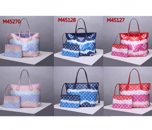 No.13492 LV Neverfull MM bag escale M45128 blue M45270 pastel M45127 the dye rouge 31*28.5*17cm 3colors