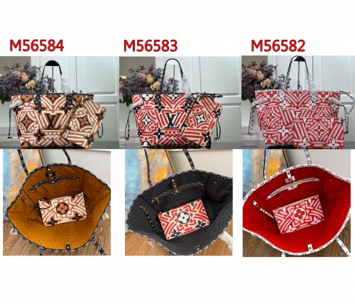 No.13494 LV Neverfull MM bag crafty M56584 creme caramel M56583 cream red M56582 red+ white 31*28.5*17cm 3colors