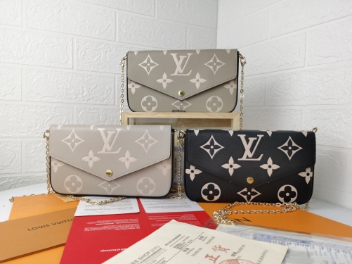 No.20299 LV M80482 black M69977 tan 21×12×3cm Pochette Félicie monogram