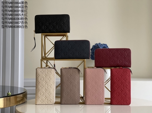 No.20465 LV wallet M61864 black M61864 blue M63691 purple red  M61865 red M64090 pink M61867 tan M64089  white 19.5 x 10.5 x 2.5 CM