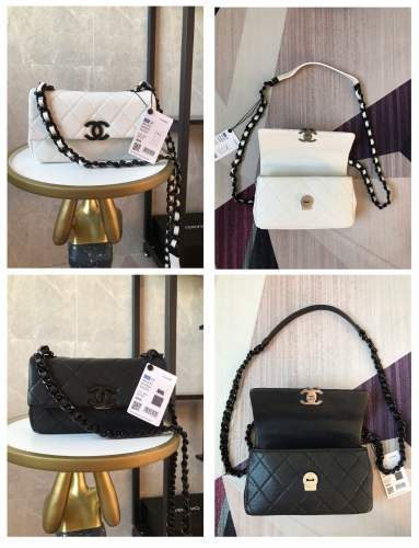 No.50147 Chanel   AS2302    20x*2.5*6cm   Panda bag flip chain bag, grain embossed calf leather