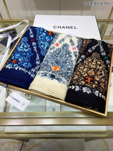 No.90061 Scarves and shawls 2021 CHANEL 140*140cm  80% cashmere + 20% silk