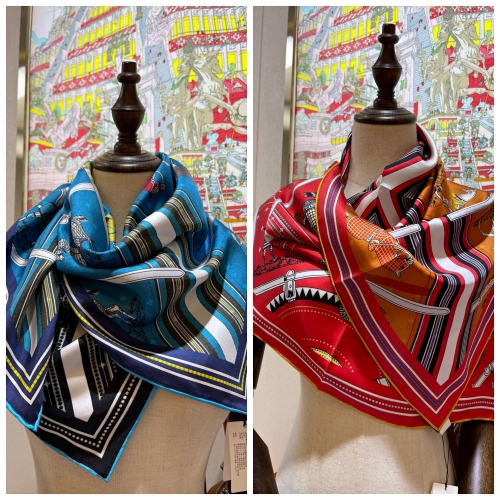 No.90177 Scarves and shawls 2021  Hermes  90*90cm  18 mmeter top double-sided printed twill Silk Kerchief