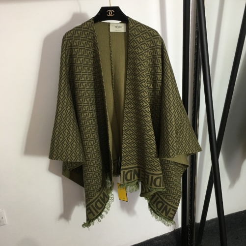 No.90219 Scarves and shawls 2021  Fendi  70cm  “F”Monogram, tassel-lined knitted cloak, CAPE COAT.”