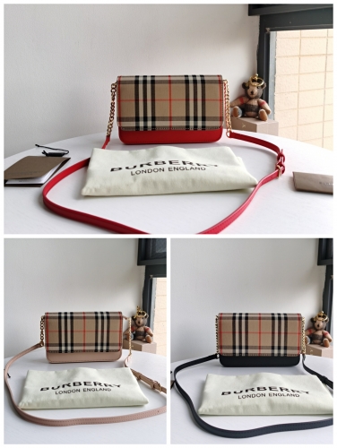 No.51080 BURBERRY  19*5*12cm  Vintage Vintage Vintage plaid canvas and leather