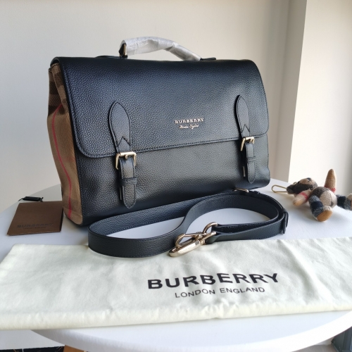 No.51136 BURBERRY 37*11*26cm Male Postman Bao Zheng Handbag, Litchi grain top layer of cowhide