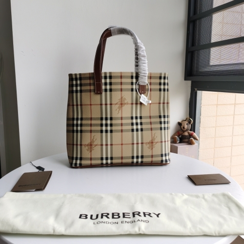 No.51148 BURBERRY 29*27*10cm Tote  Leather grid