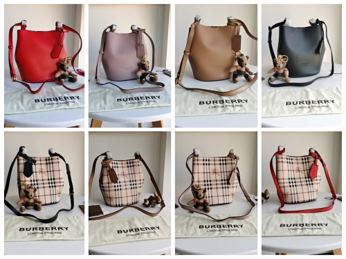 No.51168 BURBERRY  1531  18.5*23*15cm  Bucket bag, original PVC lattice war horse material with the first layer of cowhide