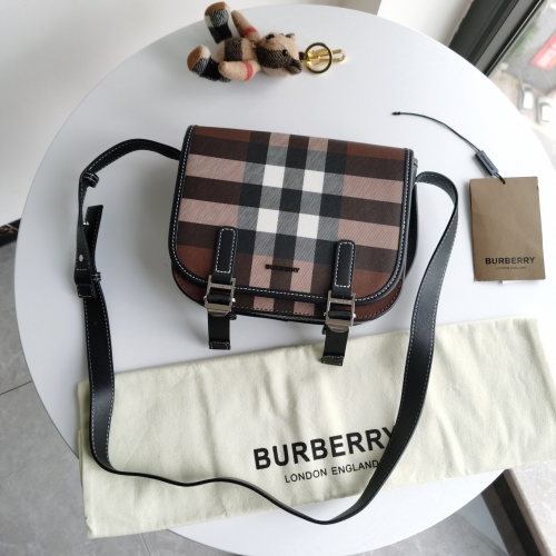No.51164 BURBERRY  22*17*7.5cm  Saddle bag, Burberry exclusive PVC plaid material spell calf leather material