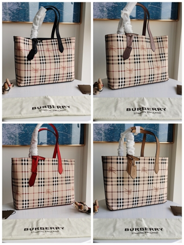 No.51167 BURBERRY 6351  37x29x13cm  Tote bag, brand iconic Haymarket plaid fabric with fastidious leather
