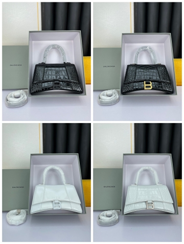No.51228 Balenciaga  2257 13*8*19cm / 2256  14*10*23cm  Plain white hourglass handbag shoulder bag