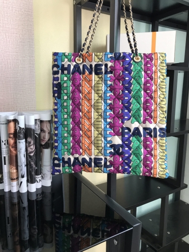 No.51260 CHANEL as2896  41*38*3cm Rainbow Print tote shopping bag