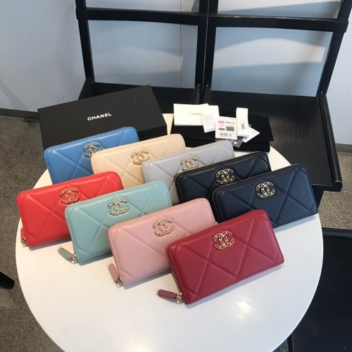 No. 51487  0946 19.5*10.5cm Long Zip Wallet, goat skin