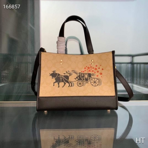 No. 52016   2181  30*23*15cm  Field30 year of the ox specific color blocking full leather shopping bag