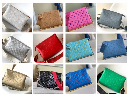 No.13508 LV coussin bag M57936 green,M57793 cream white, M57913 silver,M57790 black, M57792 red 20*26*12cm 5colors