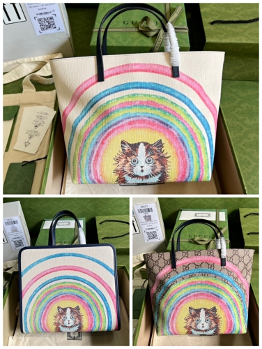 No. 52200   605614   28*26.5*9cm   410812  21*20*10cm   630542  28*25*11cm   Rainbow cat shopping bag,