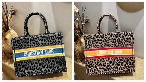 No.52352  M1286   41.5cm  36cm  Book Tote collection, original single embroidered leopard print shopping bag