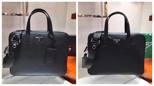 No.52452  2VE368  36*28*4cm Briefcase, imported saffiano cross grain leather / imported nylon