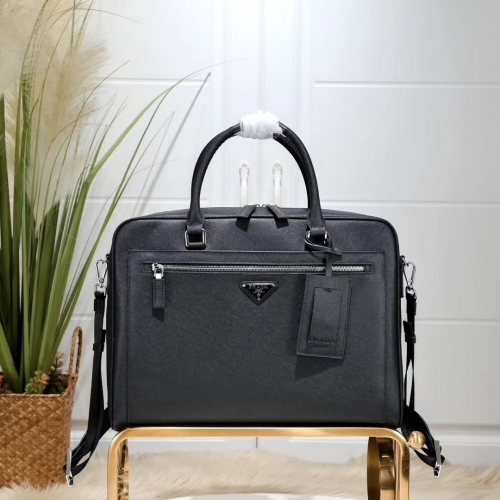 No.52444   2VE016  38*28*7cm   Men's handbag original leather imported saffiano cross grain cowhide