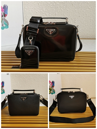 No.52543  2VH069  22*16*6cm  Box bag, imported saffiano leather, cowhide / imported nylon fabric / bright leather