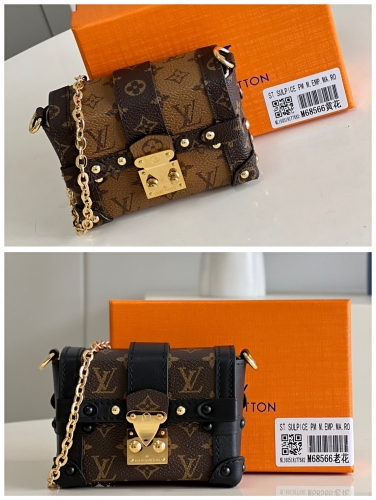 No.52904  m68566  7.5*10.5*4cm  Monogram coated canvas essential trunk chain bag