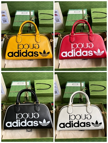 No.53034    702397   31.5*18*15.5cm   Adidasx Gucci co branded series, mini travel bag, color matching full leather